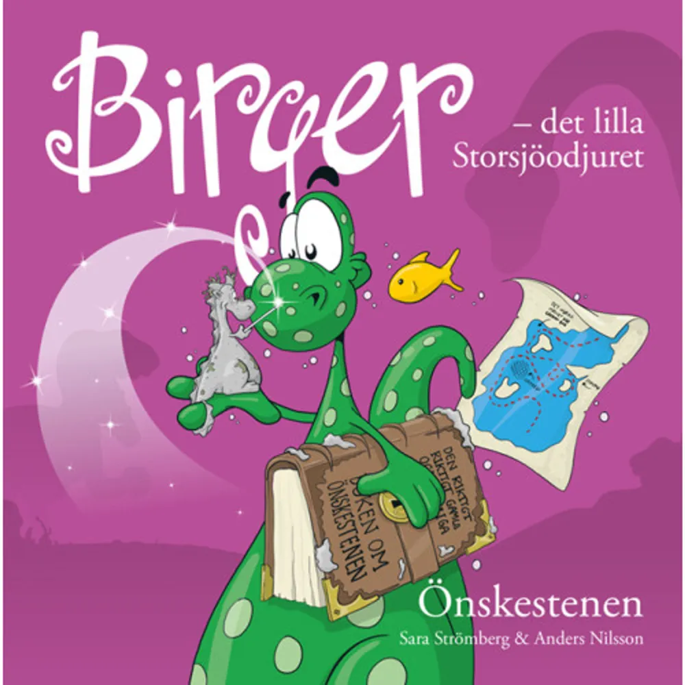 I dag är det Birgers födelsedag. Han vet inte hur många år han fyller, men pappa säger att det är tillräckligt många för att han ska få höra berättelsen om Önskestenen. Den sjunde boken om det lilla Storsjöodjuret handlar bland annat om en rosa traktor, dinosaurier och att våga simma förbi det mörka stället där Gäddan bor. Men kanske mest om att man aldrig ska sluta leka. Sagt om Birgerböckerna: 