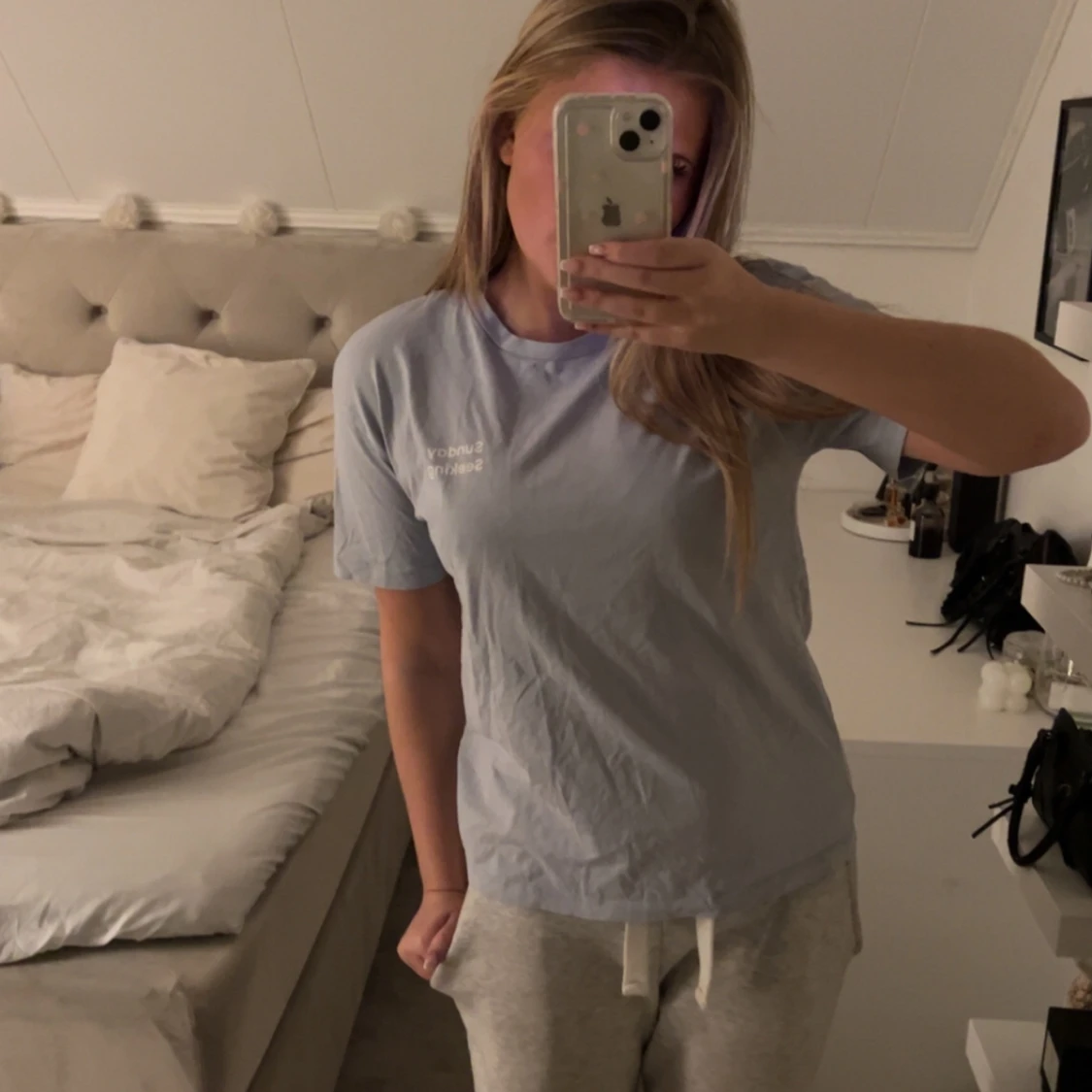 Ljusblå t-shirt - 92