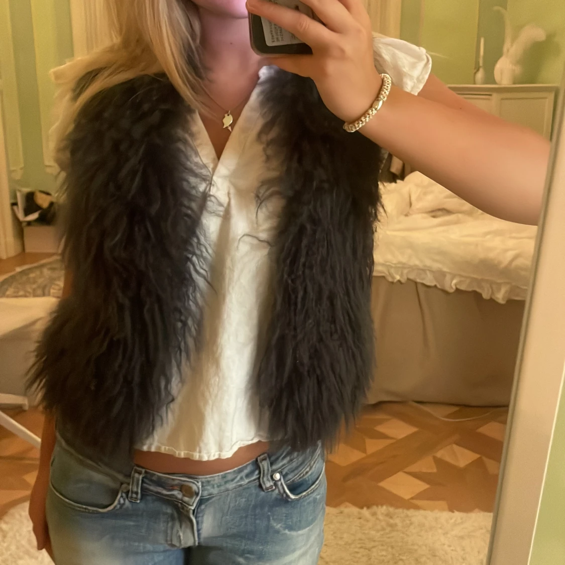 Brun pälsväst  - 90