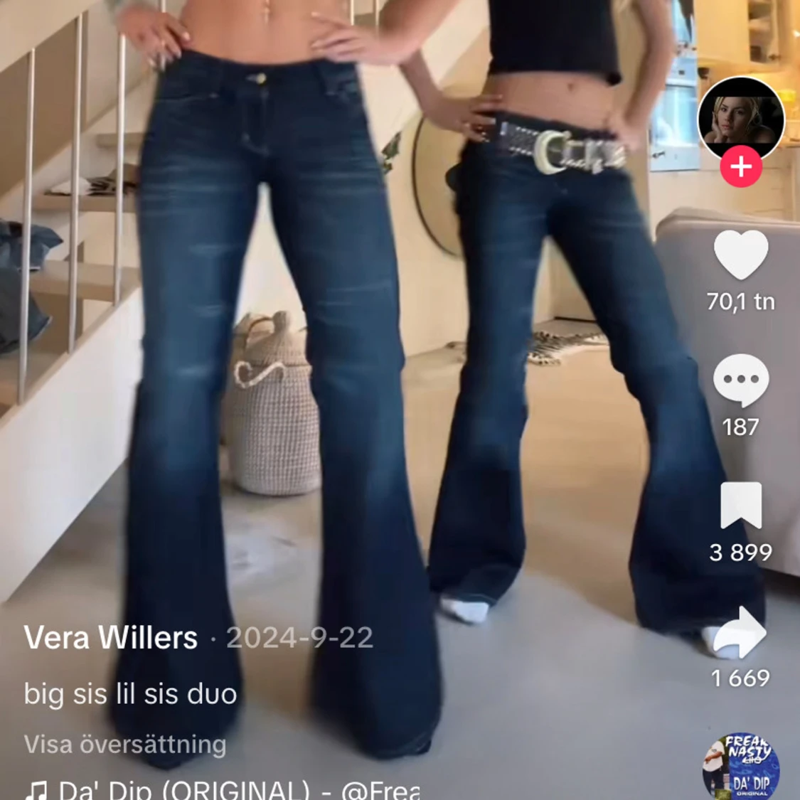 Blå bootcut jeans - 90