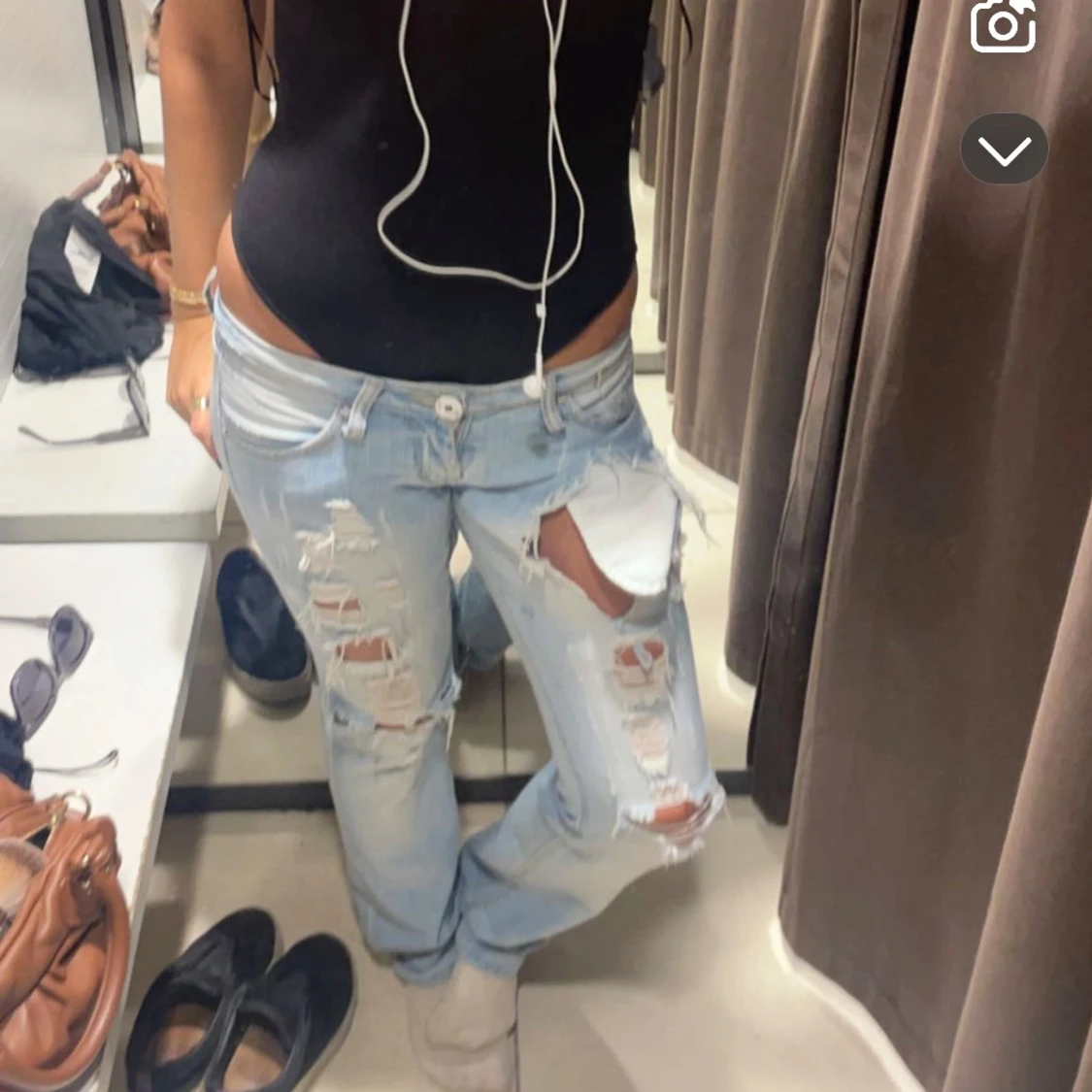 Lågmidjade jeans med hål - 90