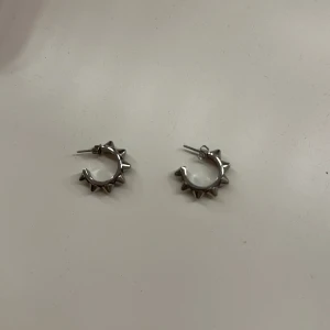 Silvriga örhängen med nitar - Coola silvriga örhängen i form av små ringar med nitar runtom. Perfekta för att ge en edgy touch till din stil. Passar både till vardag och speciella tillfällen.(i rostfritt stål)