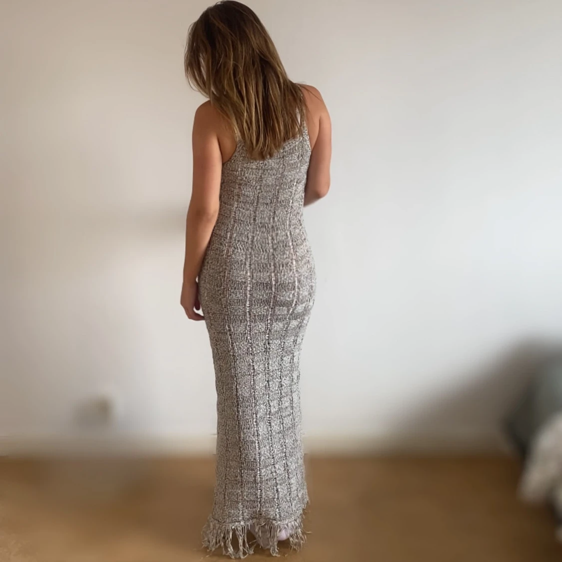 Stickad långklänning