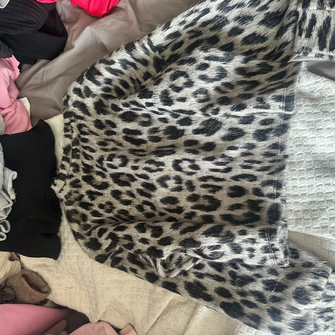 Jätte fin leopard stickad tröja - 91