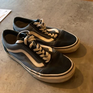Blåa och vita Vans - Säljer ett par Vans skor i storlek 39. Användamen fortfarande i ett bra skick.