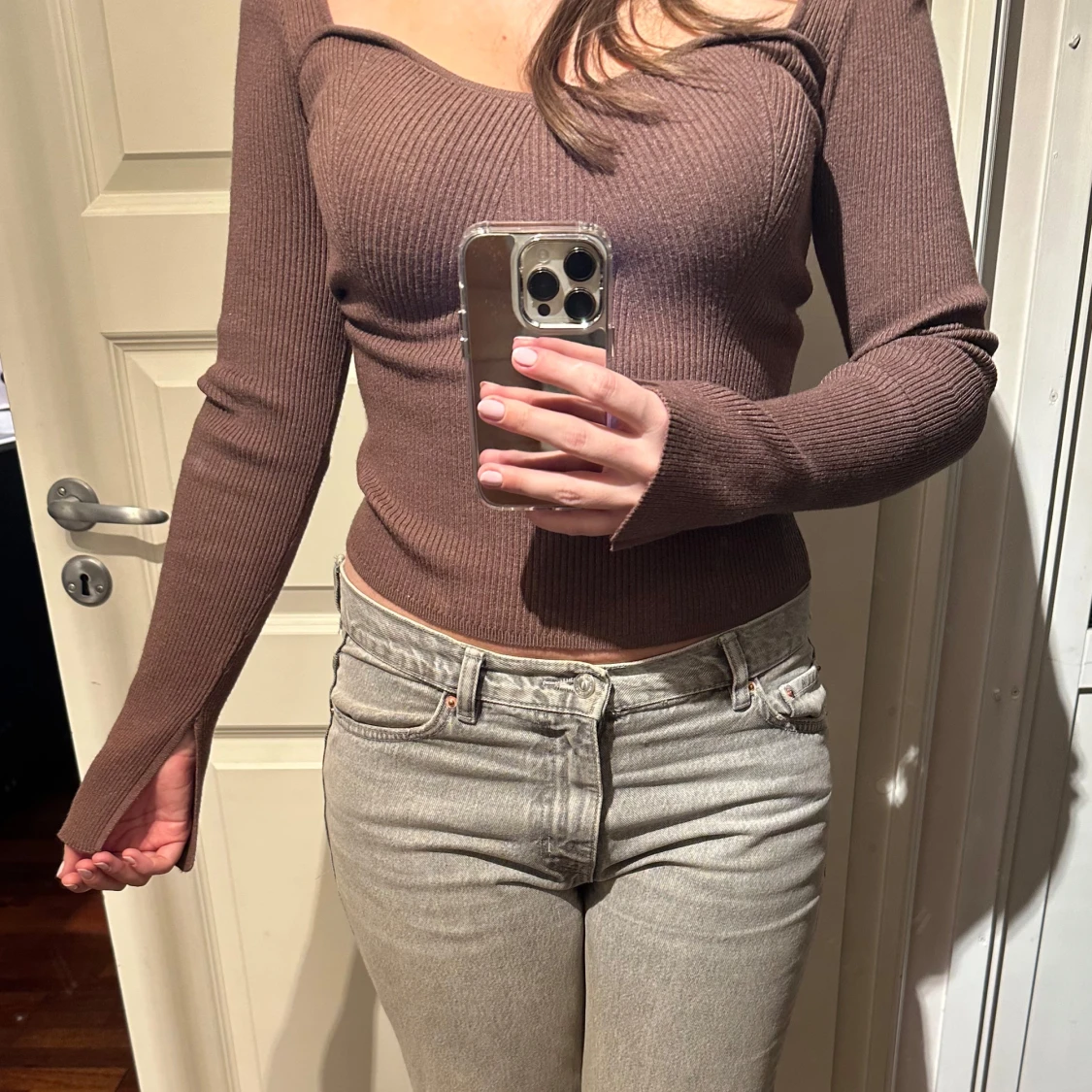 Brun ribbad topp - 1