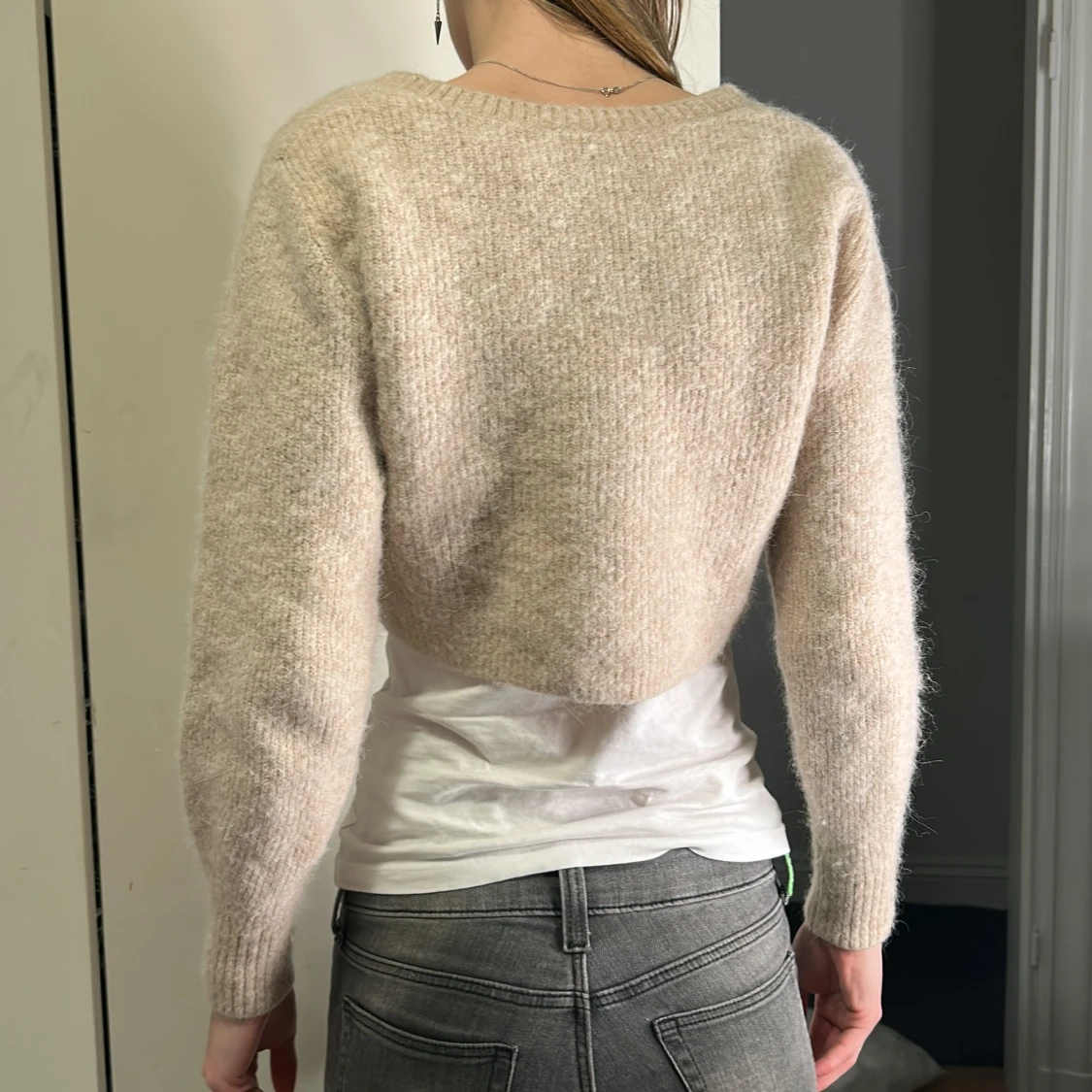 Beige stickad kofta - 1