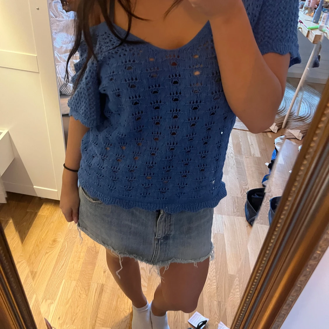 Blå stickad topp från ONLY