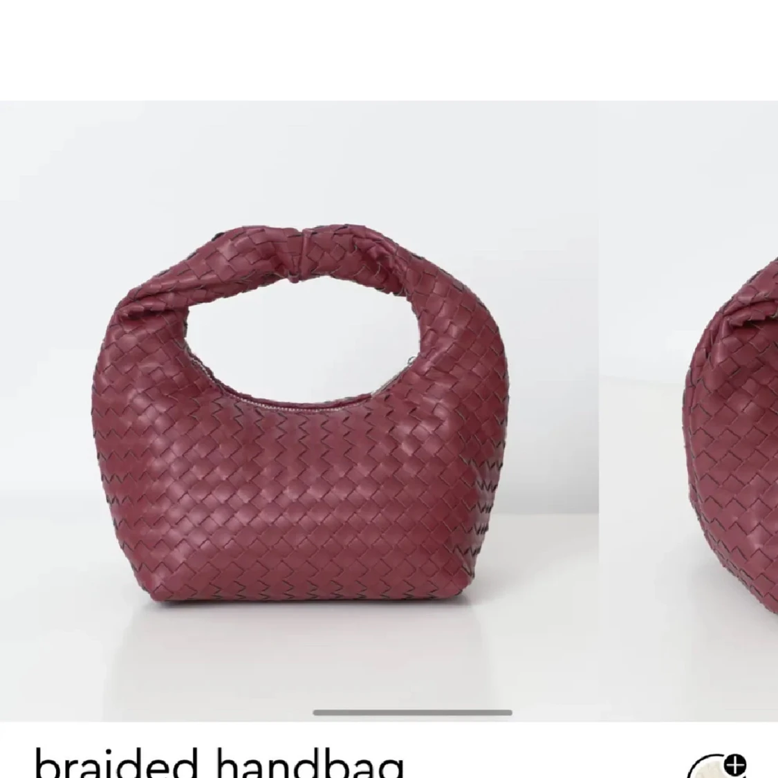 Flätad handväska i vinrött