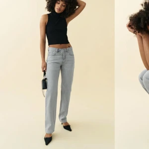 Gråa low straight jeans  - Jättefina gråa low waisted jeans från Ginatricot💓💓