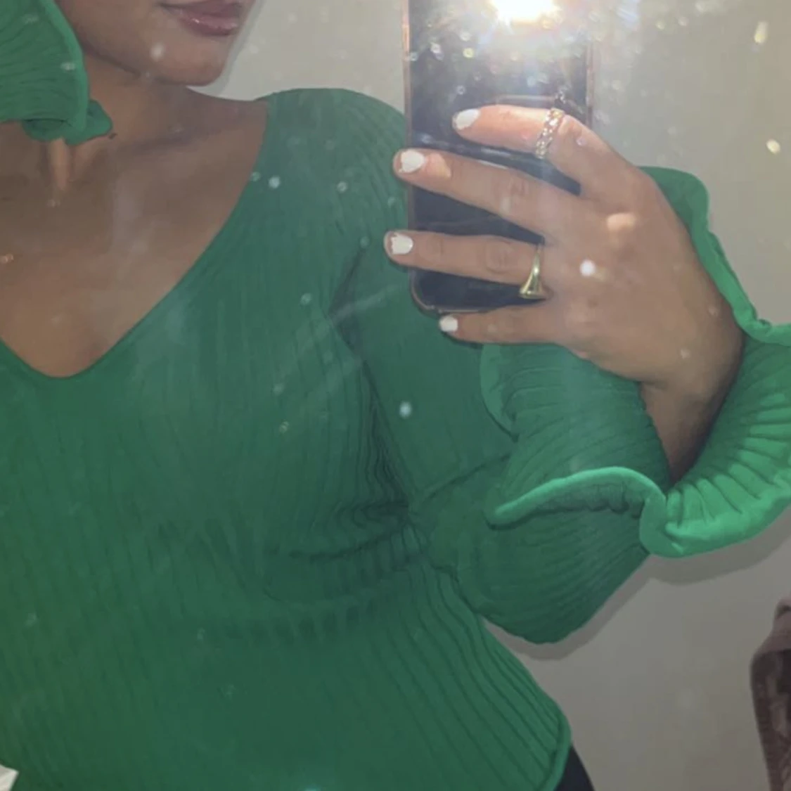 Grön långärmad tröja  - 90