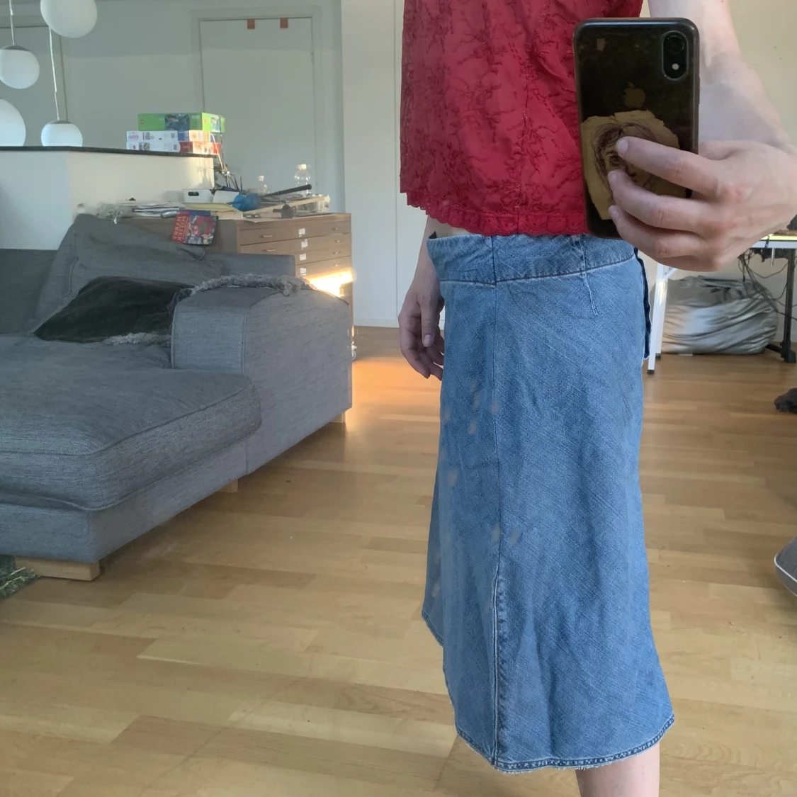 Halvlång jeanskjol - 90