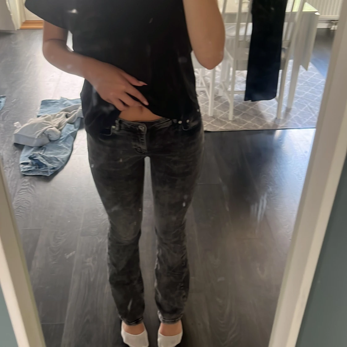 Gråa bootcut jeans  - 90