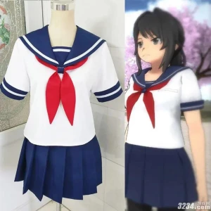 Ayano cosplay - Har fejkblod på hela tröjan!!!! Inkluderar: hela outfiten. Inte peruk å strumpor! 