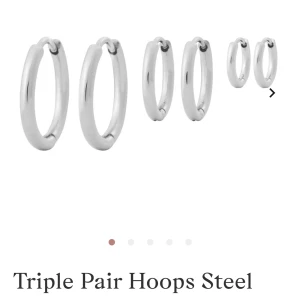 Edblad örhängen - Säljer dessa edblad örhängen, tre par hoops i tre olika storlekar. Superfina i nyskick men använda ett par gånger, köptes för 399 men säljer för 150 kr, pris kan diskuteras💗💗