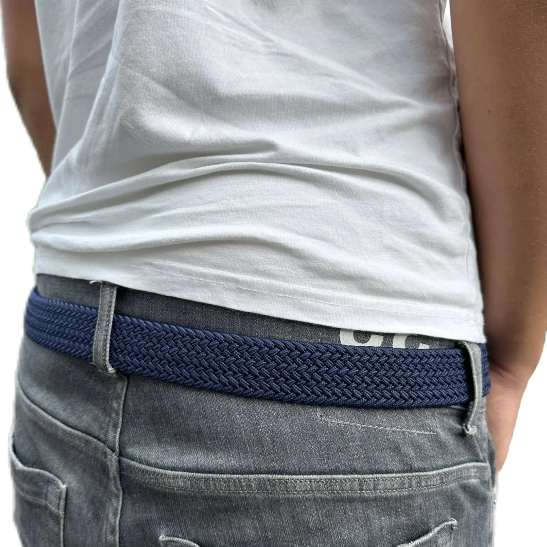 Flätat bälte Marinblå - 90