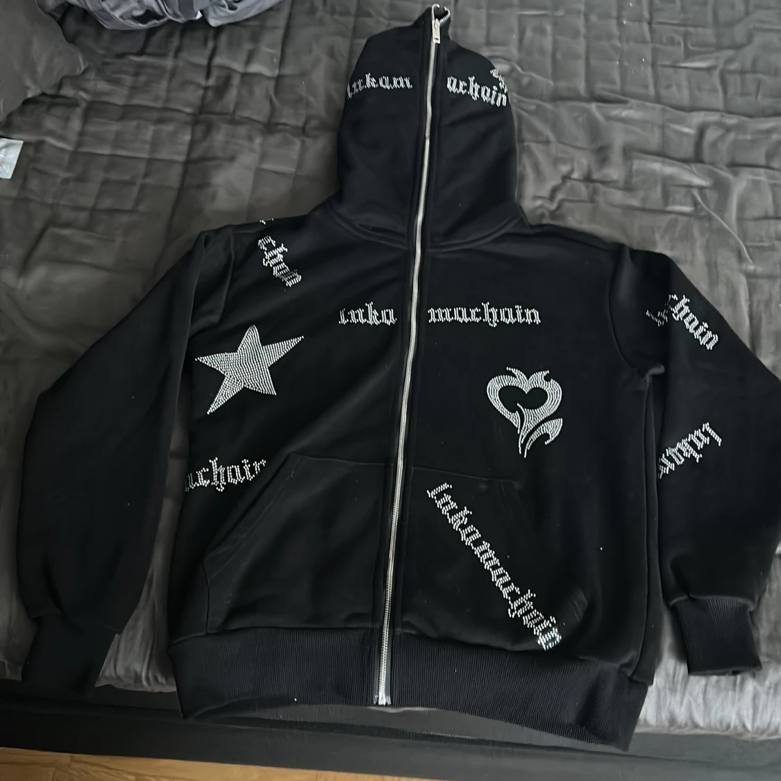 Lukemachain full rhinestone zip up