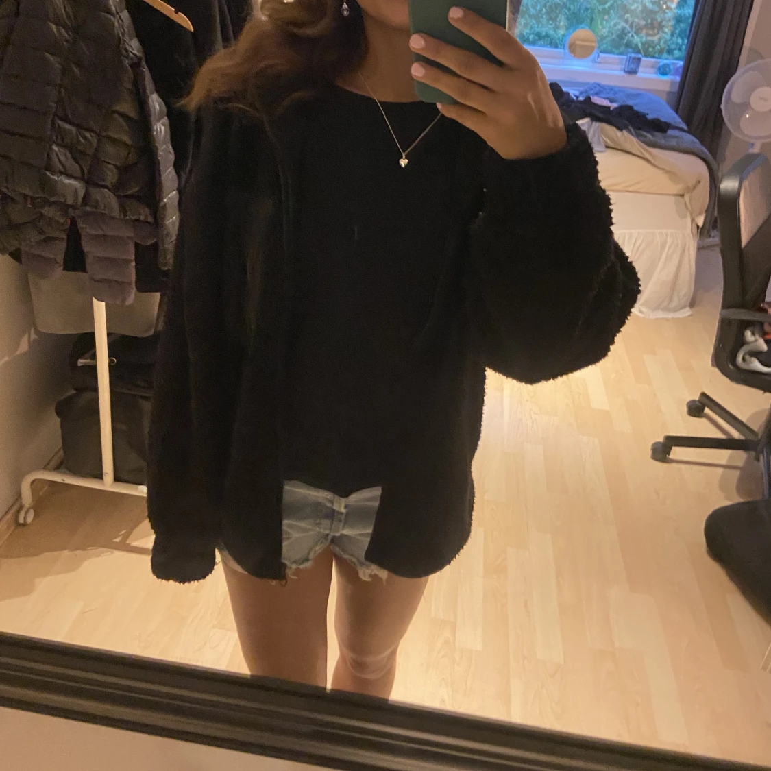 Svart teddy jacka - 90