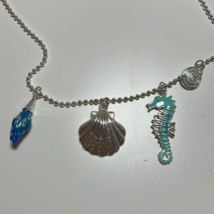 Halsband - Suuuper fint silvrigt halsband med blåa och silvriga saker💗 knappt använt. Färgerna är mest lika första bilden. Super gulligt till t.ex stranden men funkar såklart till andra tillfällen med💗