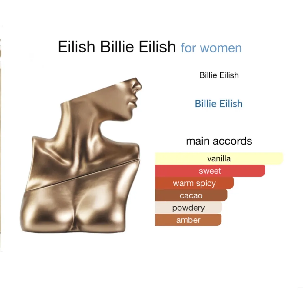 Säljer parfymen Eilish av Billie Eilish i 30 ml. Den är använd med 50% kvar. Säljer då det blir att jag använder andra parfymer så hoppas den kommer till användning hos någon annan ❣️. Övrigt.