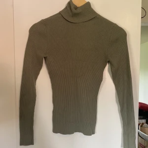 Smutsgrön polotröja - Använd sparsamt men ändå ett litet hål precis där kragen börjar. Inget som syns om man har den nere. Sitter figurnära. Hör gärna av dig vid frågor eller för fler bilder. Köpare står för frakt.