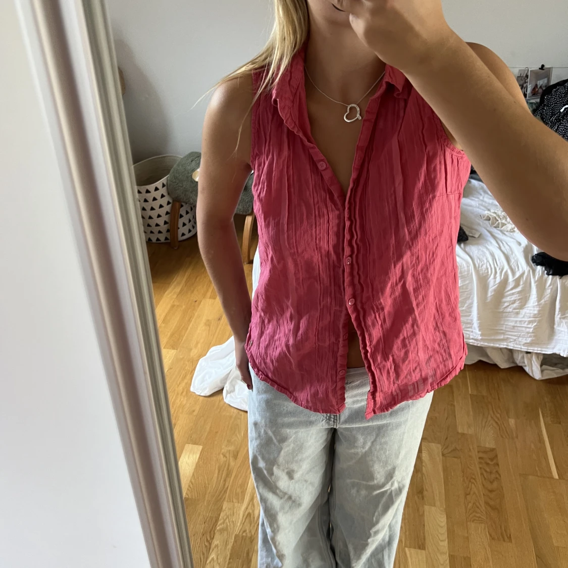 Rosa skjort linne - 90