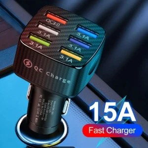 Charger - 6 USB Billaddare Telefonladdare Adapter Bil Cigarettändare Splitter Billaddare Adapter