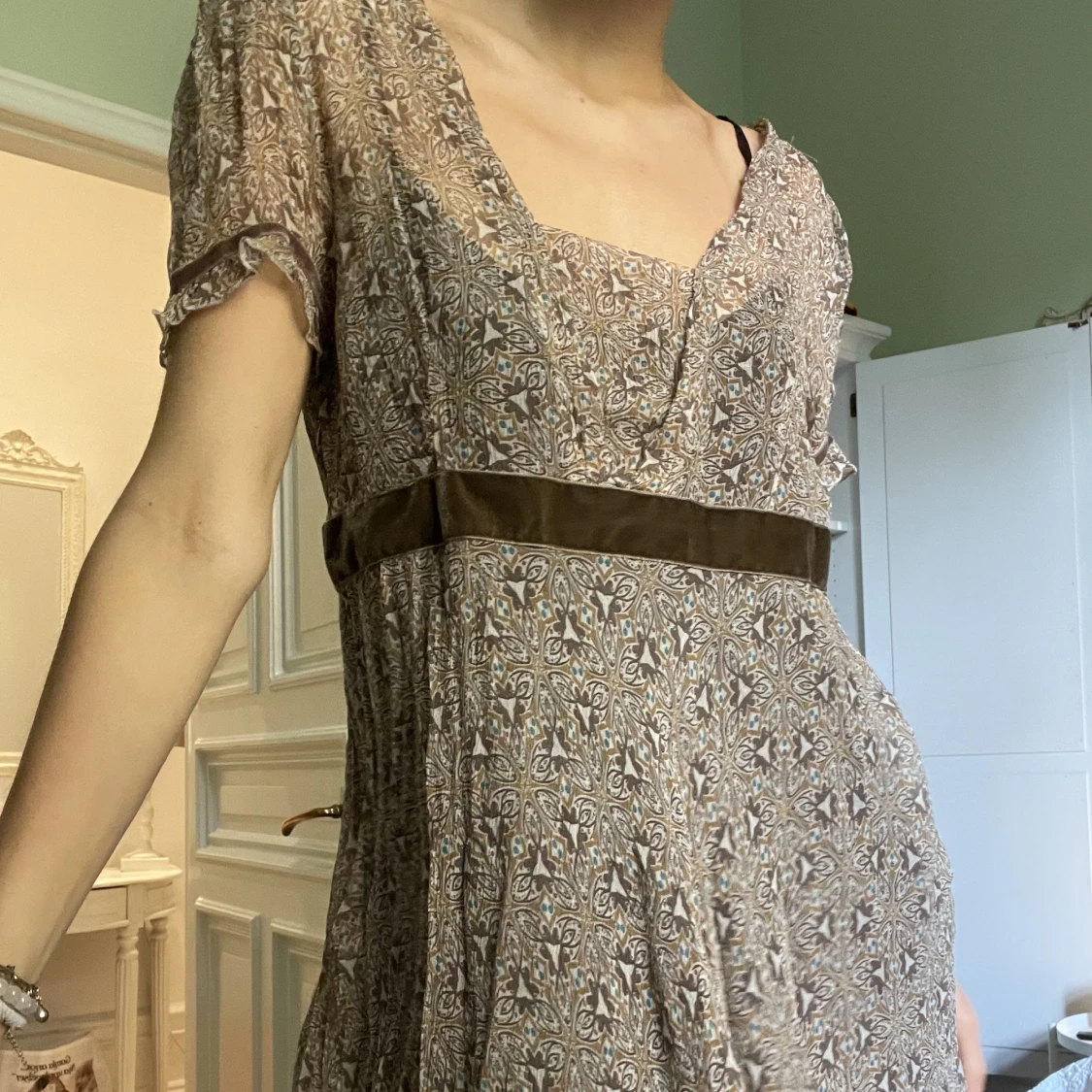 söt klänning blus brun leopard mönstrad  - 90