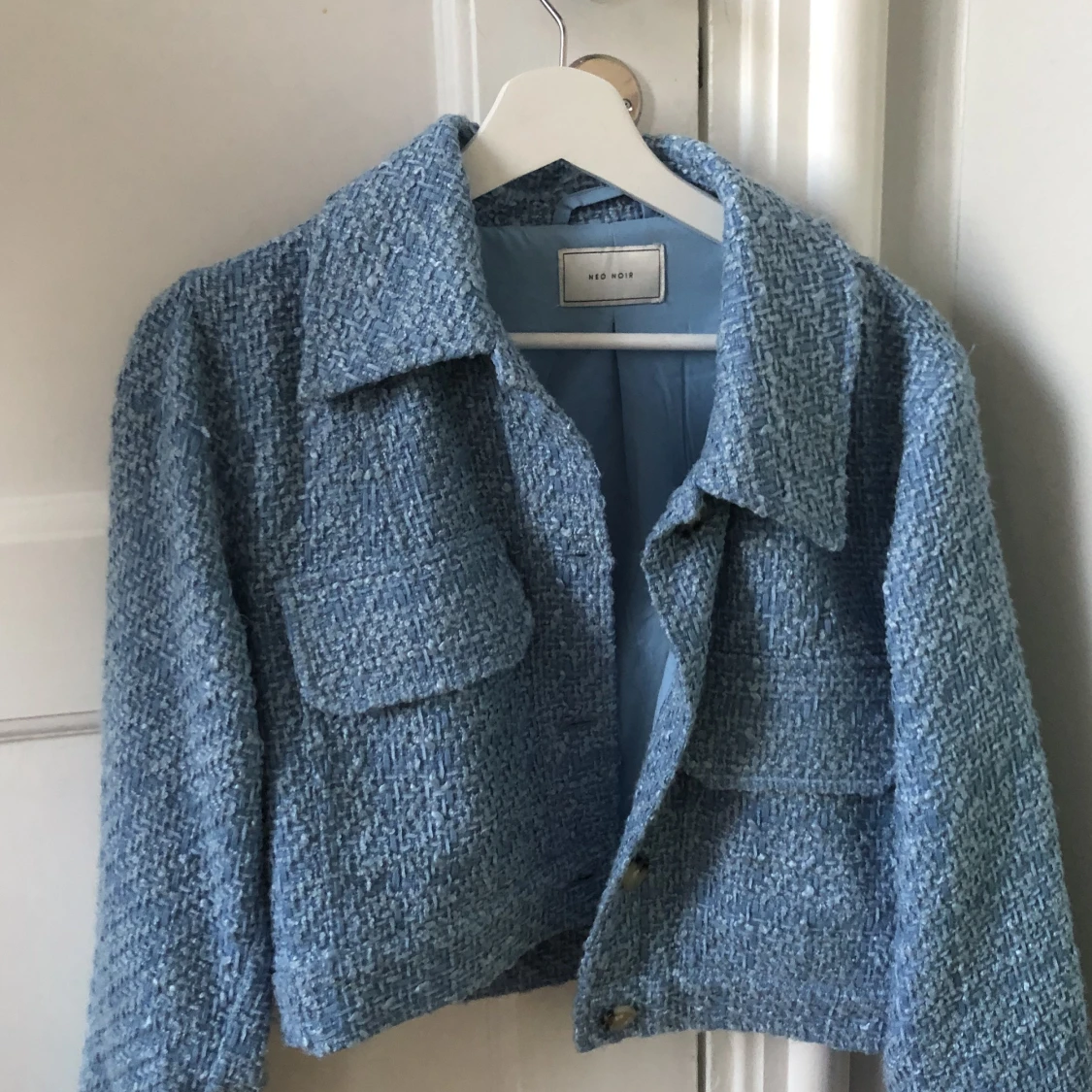 Ljusblå stickad jacka - 91