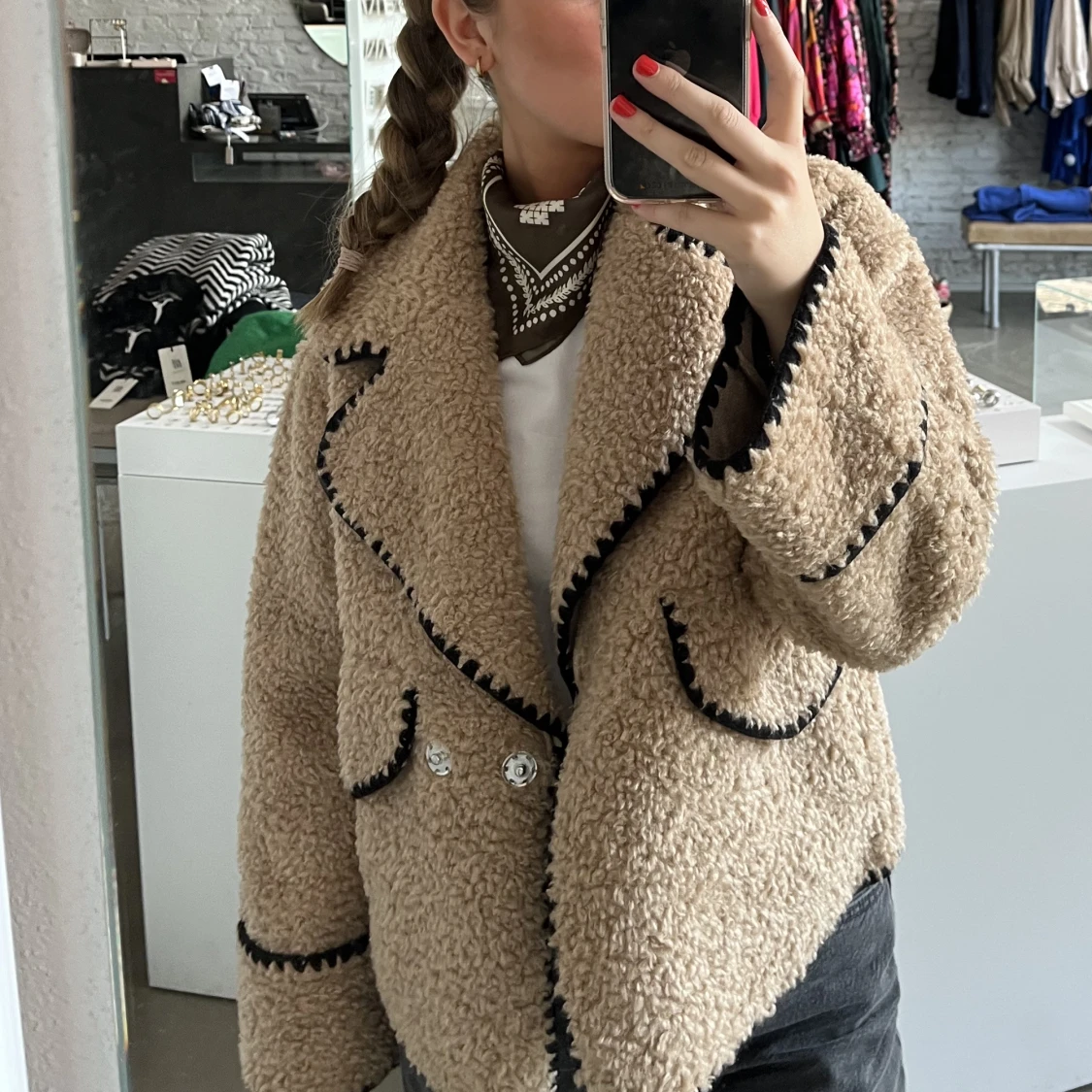 Beige teddyjacka från Object *slutsåld* - 90