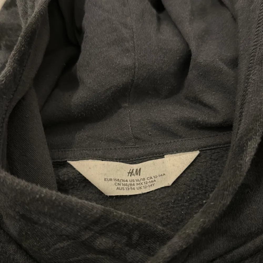 Säljer denna blå/gråa med svarta detaljer hoodien. Köpt på h&m för några år sedan, inte använd alls mkt. Den är i storlek 158/164 har inget kvitto kvar tyvärr  STÅR EJ FÖR FRAKTEN!. Hoodies.