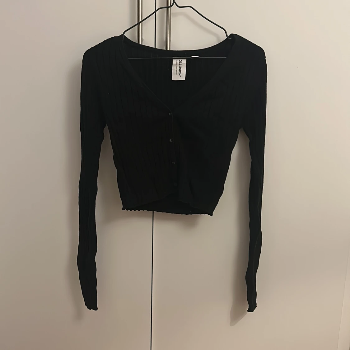 Ribbad långärmad tröja - 90