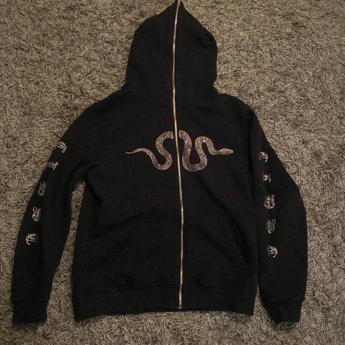 Rhinestone full zip-up hoodie