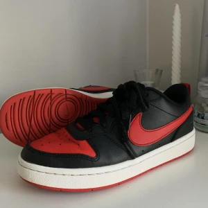 Nike Dunk Low Skor - Nike Dunk Low skor, storlek 39. Röda/ svarta sneakers. Säljer pga att dom inte är min stil längre, använda fåtal gånger!    Nypris 1399:- säljes nu för mer än halva priset! Om annat pris skulle önskas så kan det diskuteras! Vid frågor, skriv i dm🙏🏼😊