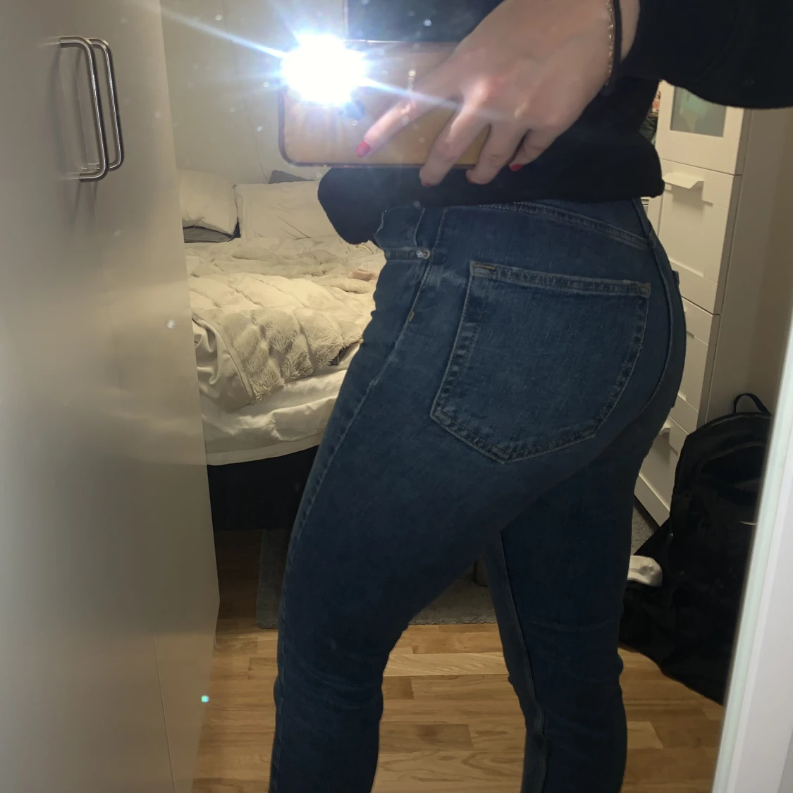 Blå raka jeans - 90