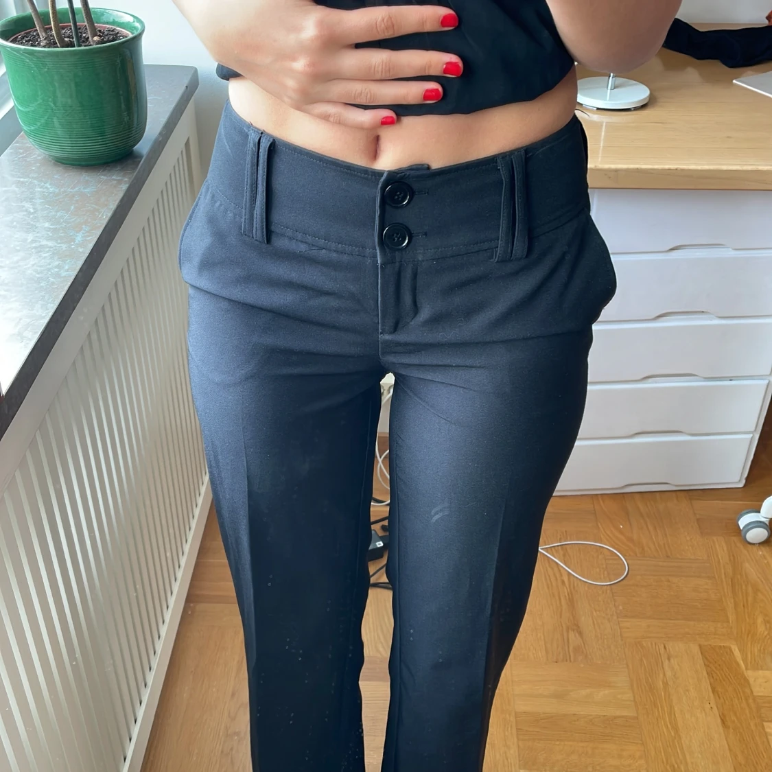 Lågmidjade vintage kostymbyxor