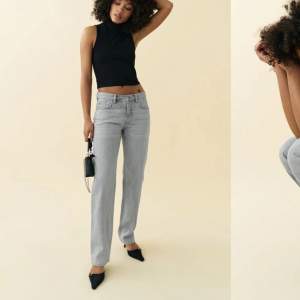 Säljer dessa gråa mid waist jeans från Gina tricot i storlek 34!🤍 superfina, och slutsålda på hemsidan 