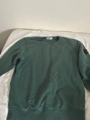 Grön sweatshirt från Stone Island - Snygg grön sweatshirt från Stone Island Junior med rund halsringning och klassisk logotyp på ärmen. Tröjan har en avslappnad passform och är tillverkad i mjukt material, perfekt för en casual look.