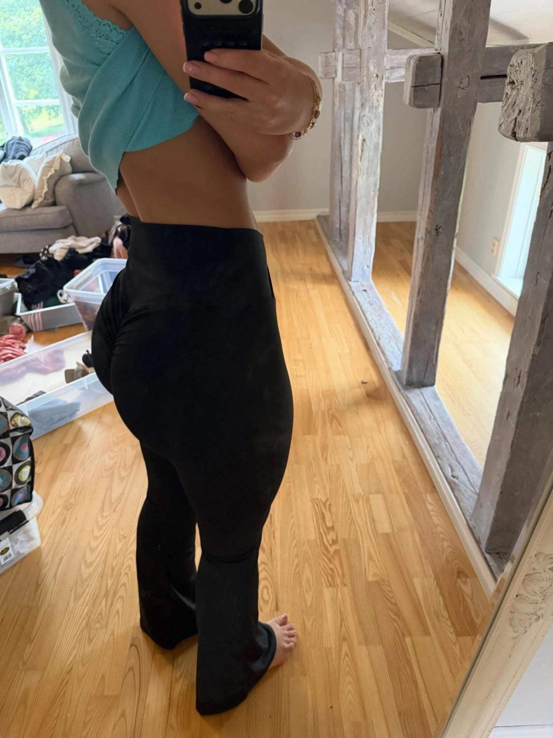 Svarta bootcut leggings - 1
