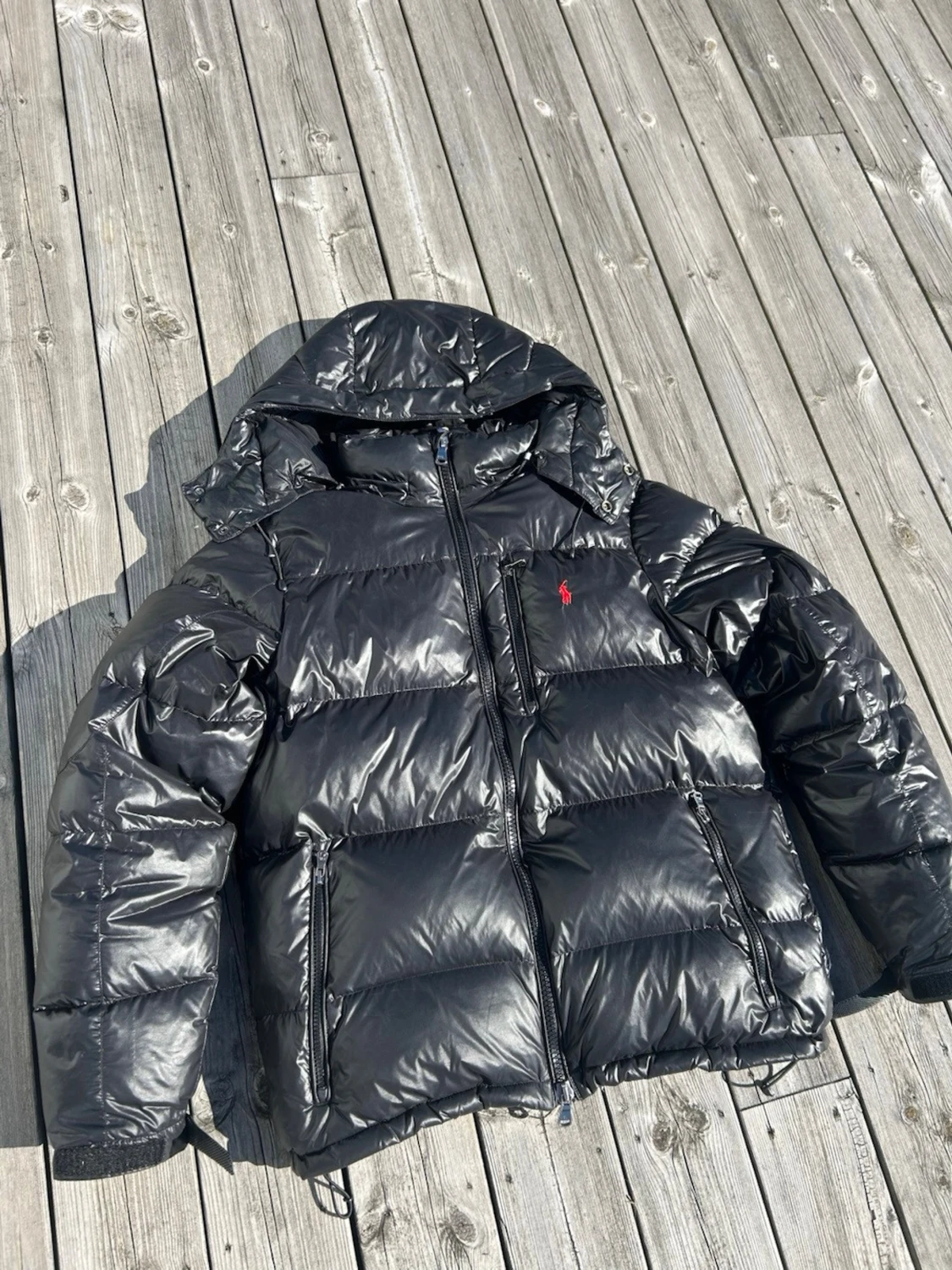  Polo Ralph Lauren dunjacka/pufferjacka – svart, glansig, huva - 2