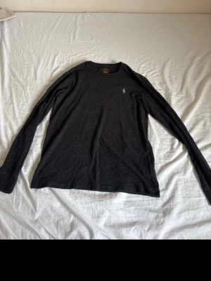 Mörkgrå långärmad tröja Polo Ralph Lauren - Mörkgrå långärmad tröja från Polo Ralph Lauren med klassisk vit broderad logga på bröstet. Tröjan har rund halsringning och är tillverkad i mjukt material som känns skönt mot huden. Perfekt för en stilren och avslappnad look.