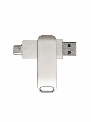 Metalliskt USB-minne 2tb med dubbla kontakter - Snyggt USB-minne på hela 2TB  i metall med både USB-A och USB-C kontakt. Perfekt för att snabbt föra över filer mellan dator och mobil. Smidig och kompakt design som enkelt får plats i fickan eller på nyckelringen.