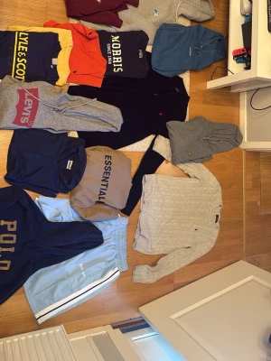 Klädpaket passa på och fynda - Säljer hoodies shorts piké och sweaters alla är i fint skick kläderna kan även säljas separat vid förfrågan  märken: polo ralph lauren, palm angels, morris, Levis, lyle and scott, essentials, Calvin klein, Nike, hellas och calliope och dom flesta sakerna är M möjligtvis några L och S, kom med frågor eller funderingar om storlek eller närmare bilder
