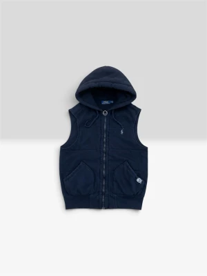 Ralph Lauren väst - Snygg mörkblå väst med huva och dragkedja framtill. Västen har två stora fickor och justerbar dragsko i huvan. Tillverkad i mjukt sweatshirtmaterial och har en liten broderad logga på bröstet.