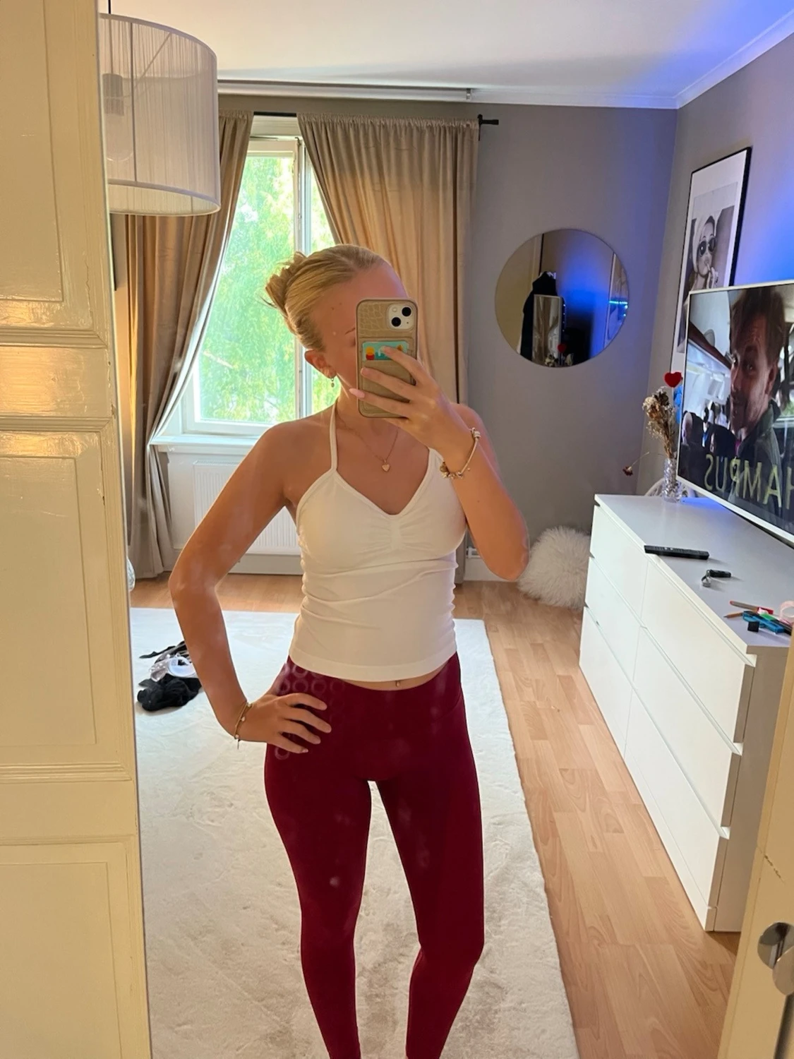 Vinröda leggings - 1