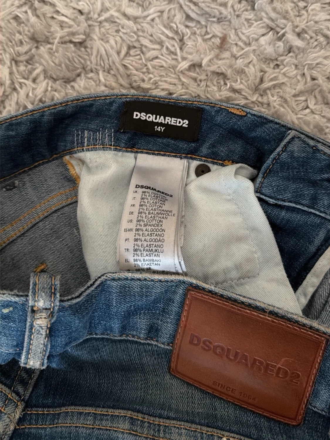 Blå slitna skinny jeans med hål - 2