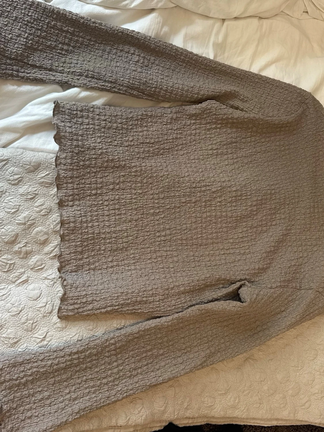 Beige långärmad topp med struktur - 5