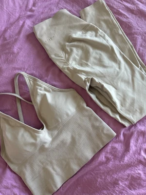 Clay Shape Seamless set - Clay Shape Seamless Tights och Clay Shape Seamless Cross Back Braöette. Snyggt set från AIM’N, mycket sparsamt använda och toppen är slutsåld på hemsidan.  Tightsen har en liten reva, men inget som syns om man inte kollar noga 