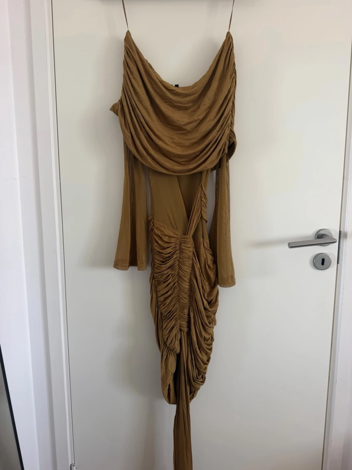 Brun/gul offshoulder klänning - 2