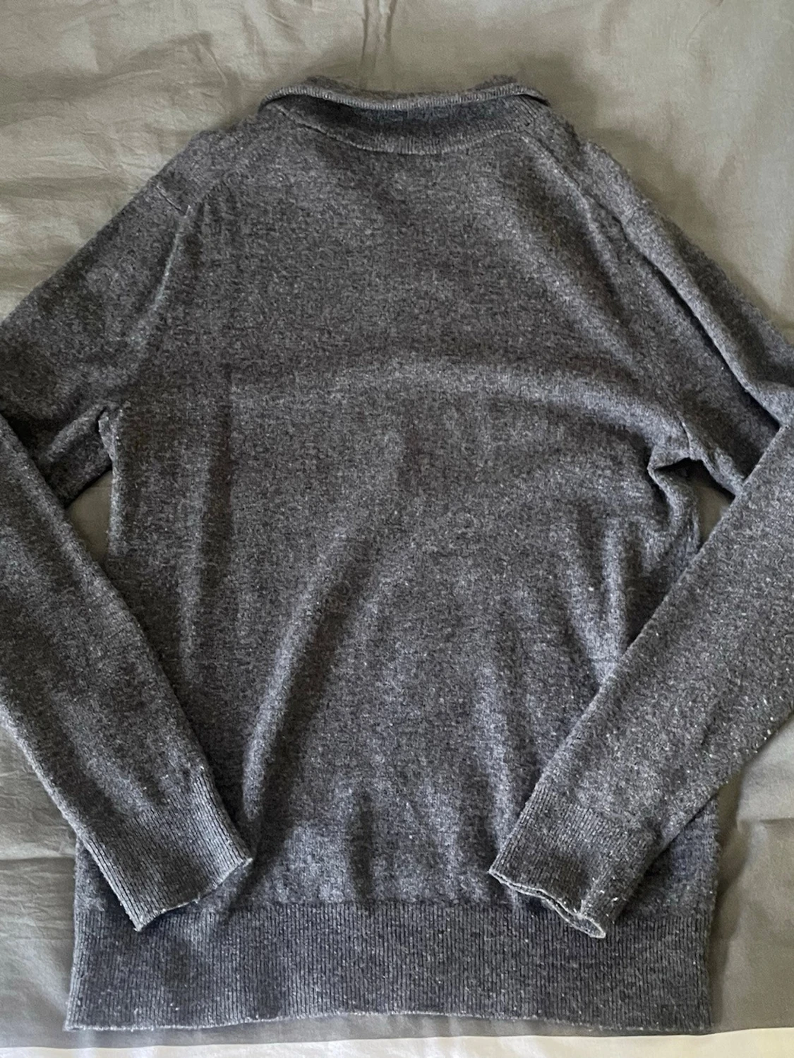 Grå stickad half zip tröja från Gant - 2